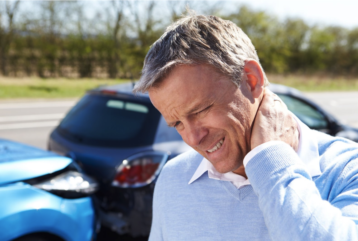 Man with neck pain after car accident
